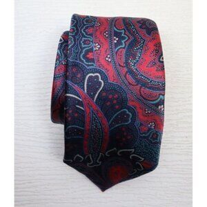 OSCAR DE LA RENTA - MEN'S 100% SILK RED BLUE PAISLEY PRINT TIE